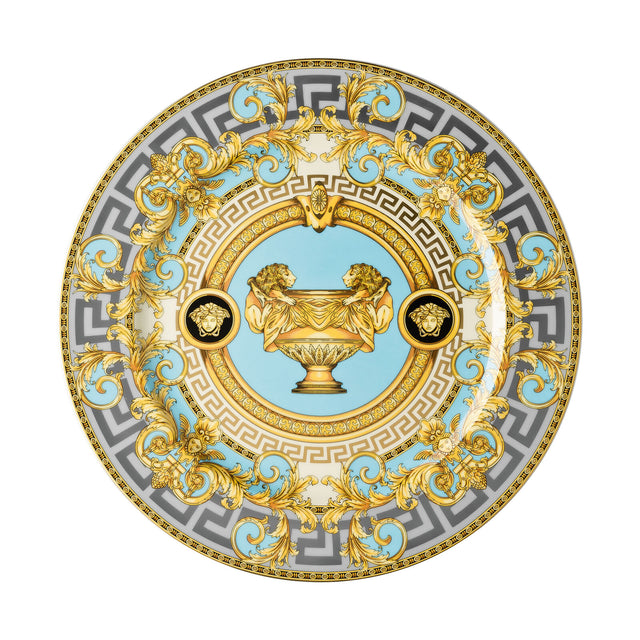 Piatto segnaposto Versace Prestige Gala Bleu in porcellana decorata 30 cm