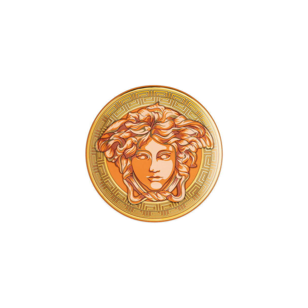 Piatto decorativo Versace in porcellana 17 cm con motivo Medusa e bordo oro