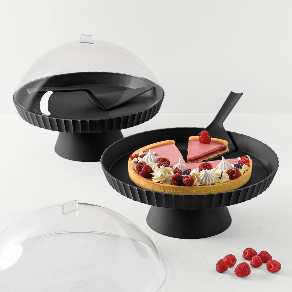 BLIM PLUS Alzata Tortiera Agorà 30cm Carbon Black Nero Made in Italy 100% Riciclabile