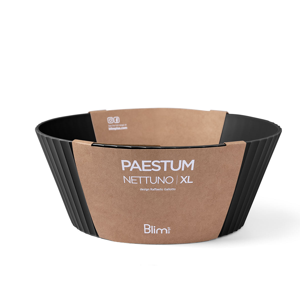 BLIM PLUS Bowl Cup Salad Bowl Nettuno XL 30cm Carbon Black Made in Italy 100% Recyclable