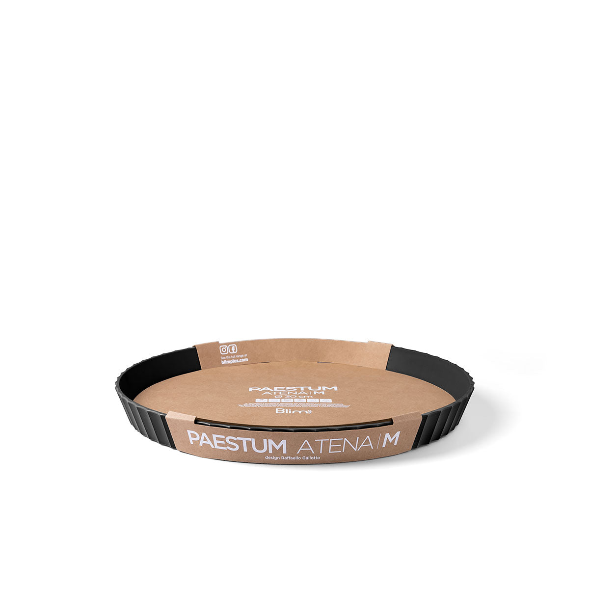 BLIM PLUS Round Tray Atena M 30cm Carbon Black Made in Italy 100% Recyclable