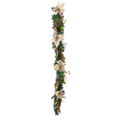 Ghirlanda Kyle Poinsettia Bizzotto in PVC champagne 180 cm
