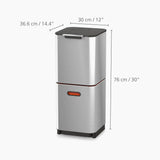 JOSEPH JOSEPH Totem Max Pattumiera Raccolta Differenziata 40L Acciaio Inox 76x30cm