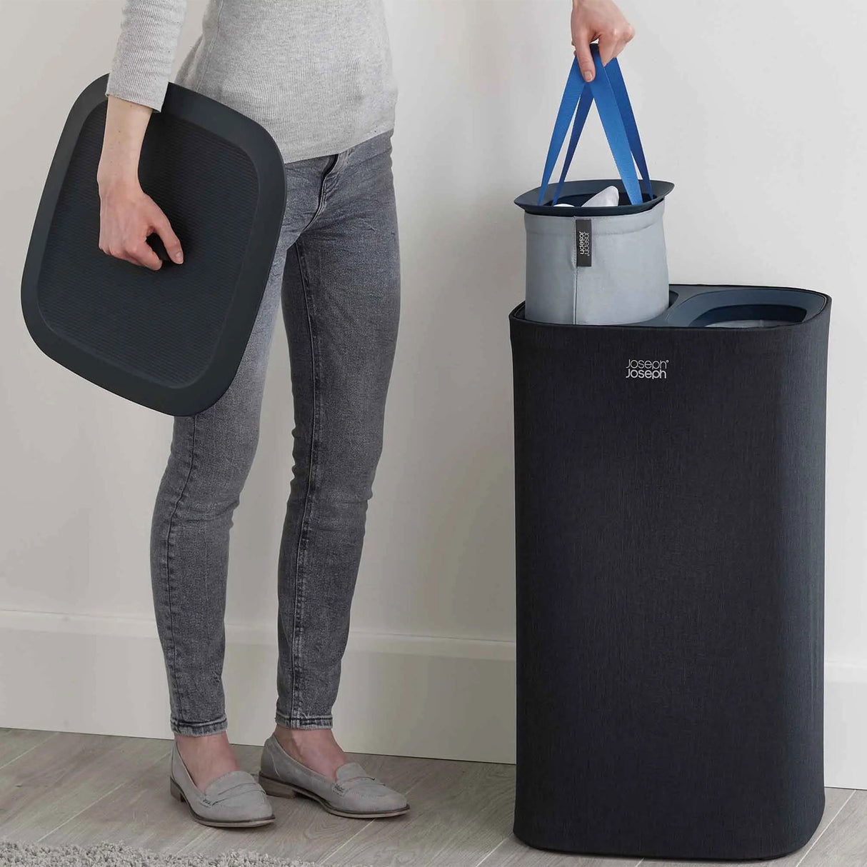 JOSEPH JOSEPH Tota 60L Laundry Basket for Dirty Clothes 71x39.5cm Black