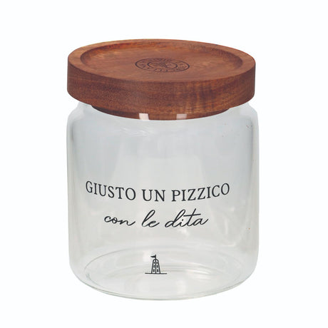 Barattolo sale I Garbati La Porcellana Bianca in vetro con tappo legno 400 ml