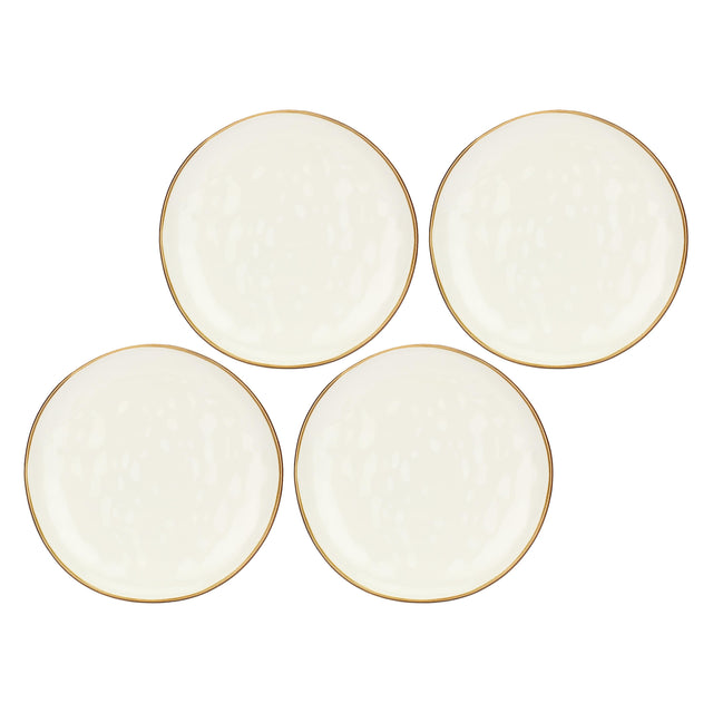 Set 4 piatti piani Concerto Rose & Tulipani in stoneware avorio 27 cm