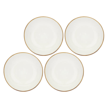 Set 4 piatti fondi Concerto Rose & Tulipani stoneware avorio 21 cm