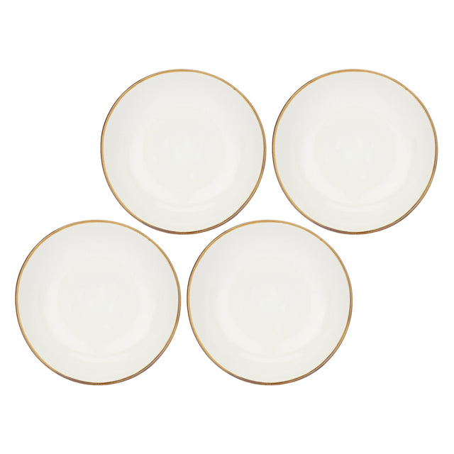 Set 4 piatti fondi Concerto Rose & Tulipani stoneware avorio 21 cm