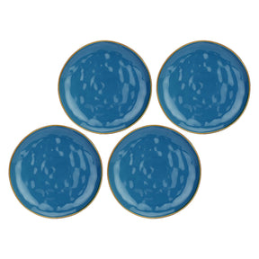 Set 4 piatti piani Concerto Rose & Tulipani stoneware blu avio 27 cm