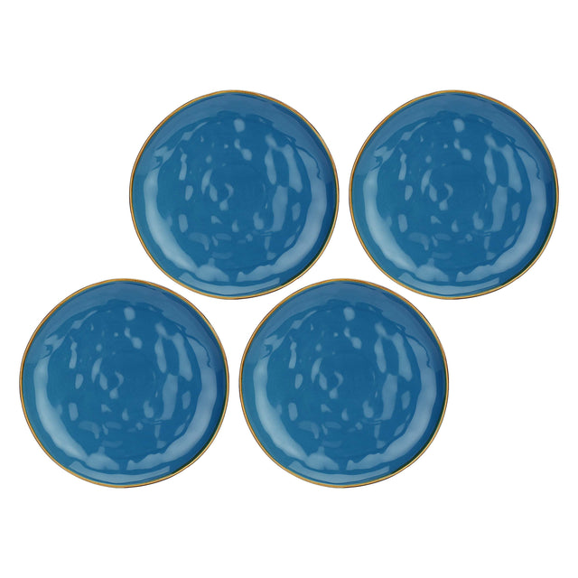 Set 4 piatti piani Concerto Rose & Tulipani stoneware blu avio 27 cm