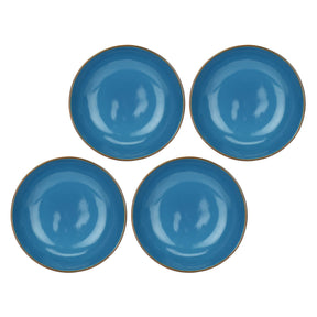 Set 4 piatti fondi Concerto Rose & Tulipani stoneware blu avio 21 cm