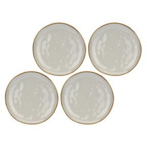 Set 4 piatti piani Concerto Rose & Tulipani in stoneware grigio perla 27 cm