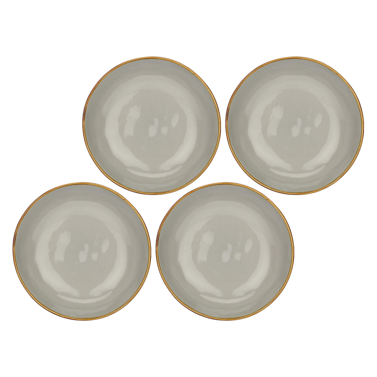 Set 4 piatti fondi Concerto Rose & Tulipani stoneware grigio perla 21 cm