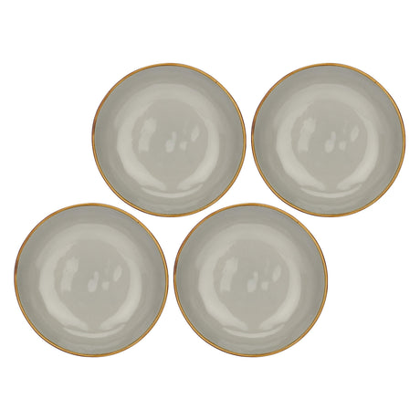 Set 4 piatti fondi Concerto Rose & Tulipani stoneware grigio perla 21 cm