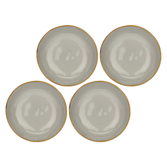 Set 4 piatti fondi Concerto Rose & Tulipani stoneware grigio perla 21 cm