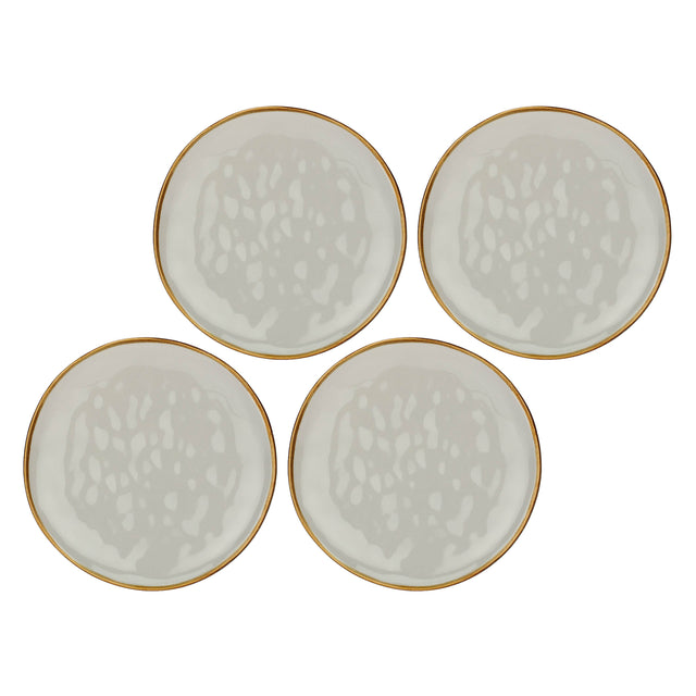 Set 4 piatti frutta Concerto Rose & Tulipani stoneware grigio perla 20 cm