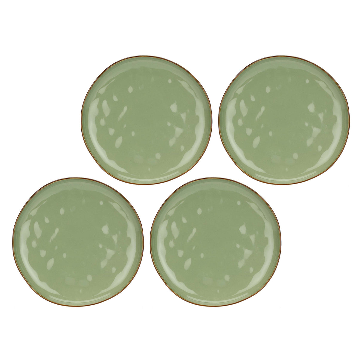 Set 4 piatti piani Concerto Rose & Tulipani stoneware verde oliva 27 cm