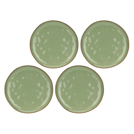 Set 4 piatti piani Concerto Rose & Tulipani stoneware verde oliva 27 cm