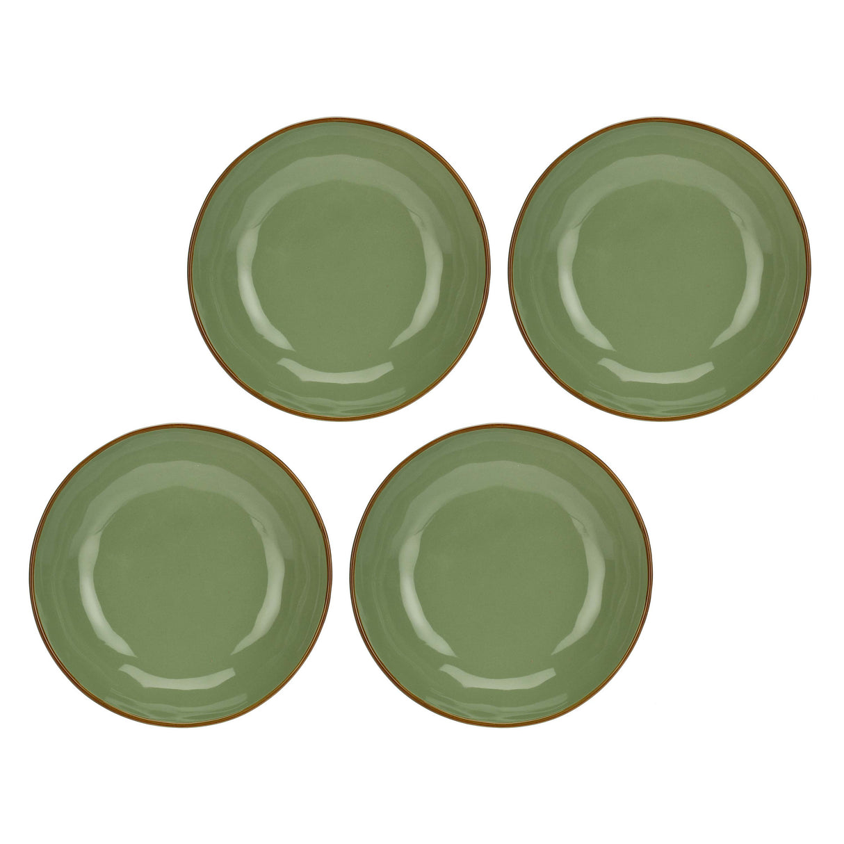 Set 4 piatti fondi Concerto Rose & Tulipani stoneware verde oliva 21 cm