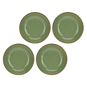 Set 4 piatti fondi Concerto Rose & Tulipani stoneware verde oliva 21 cm