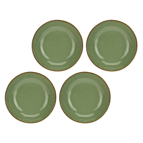 Set 4 piatti fondi Concerto Rose & Tulipani stoneware verde oliva 21 cm