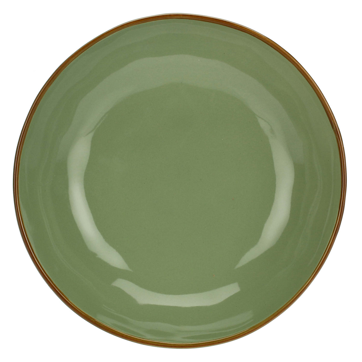 ROSE & TULIPANI Concerto Piatto Fondo 21cm Verde Oliva Set 4 Pezzi Stoneware