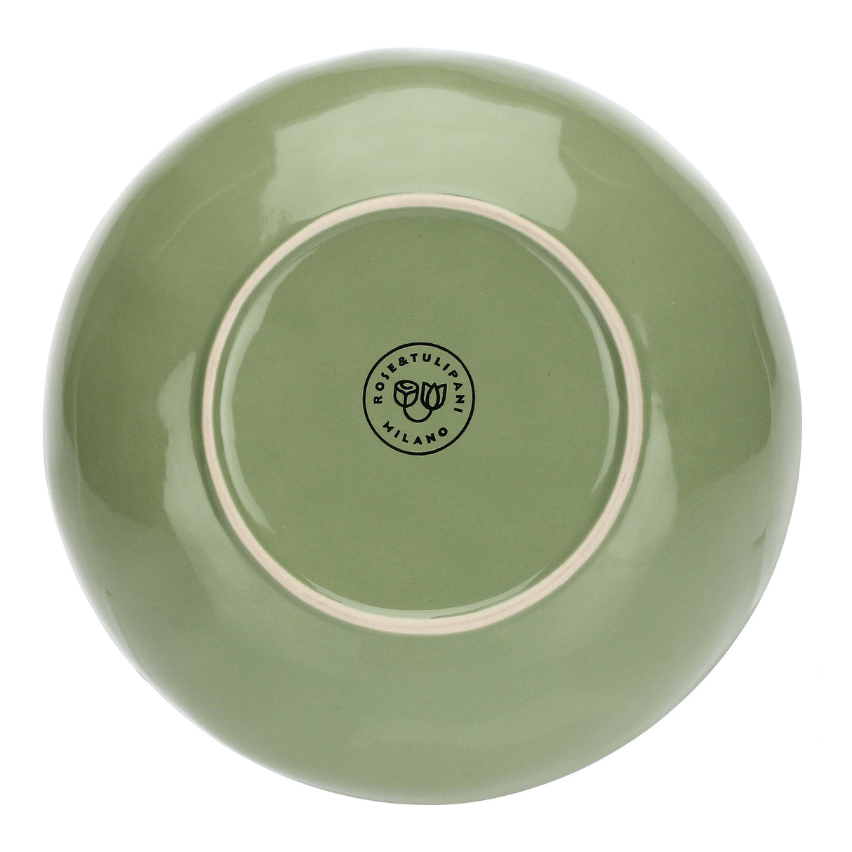 ROSE & TULIPANI Concerto Piatto Fondo 21cm Verde Oliva Set 4 Pezzi Stoneware