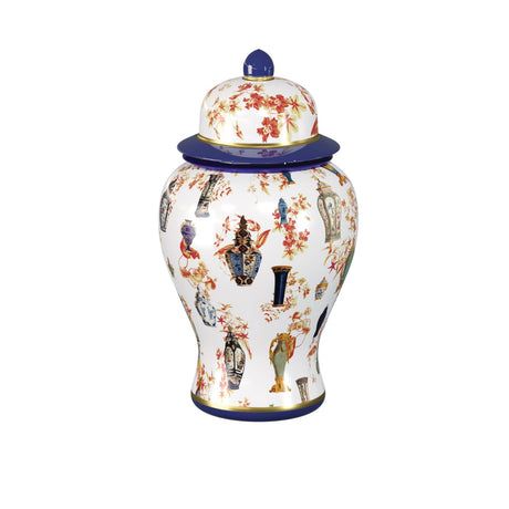 Potiche Legacy Palais Royal in porcellana decorata bianco blu 33 cm