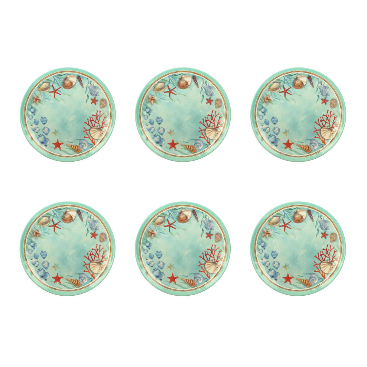 Set 6 piatti frutta Reef Brandani in melamina celeste 21,5 cm