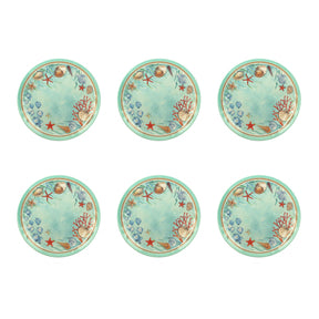 Set 6 piatti frutta Reef Brandani in melamina celeste 21,5 cm