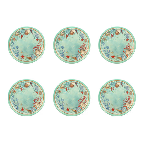 Set 6 piatti frutta Reef Brandani in melamina celeste 21,5 cm