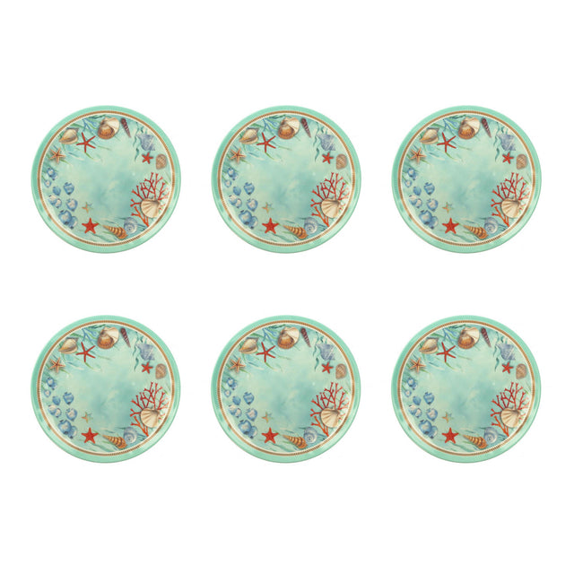 Set 6 piatti frutta Reef Brandani in melamina celeste 21,5 cm