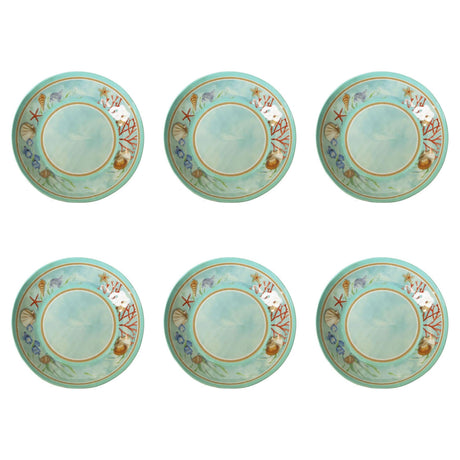 Set 6 piatti fondi Reef Brandani in melamina celeste 21 cm