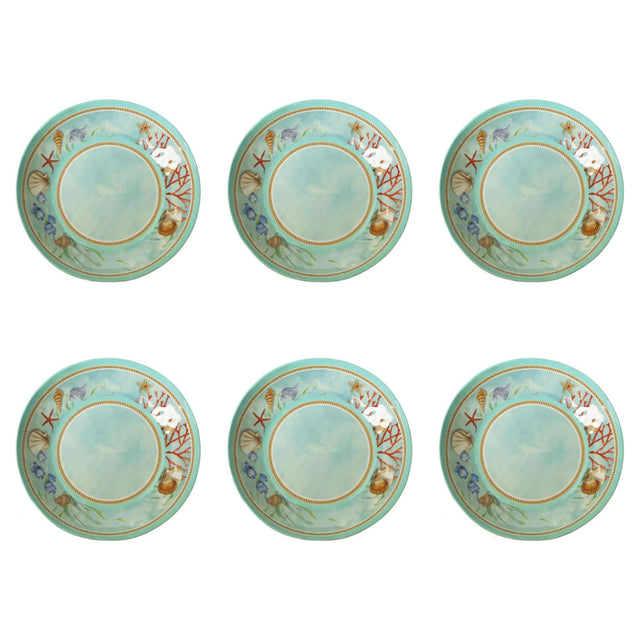 Set 6 piatti fondi Reef Brandani in melamina celeste 21 cm