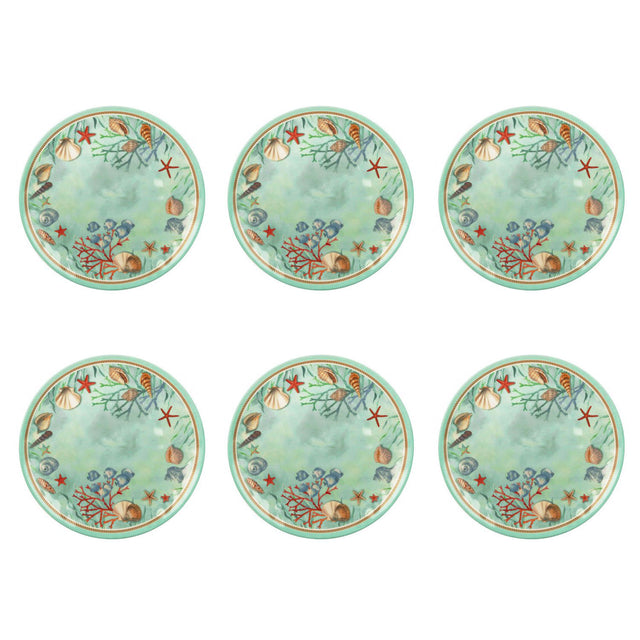 Set 6 piatti piani Reef Brandani in melamina celeste 27 cm