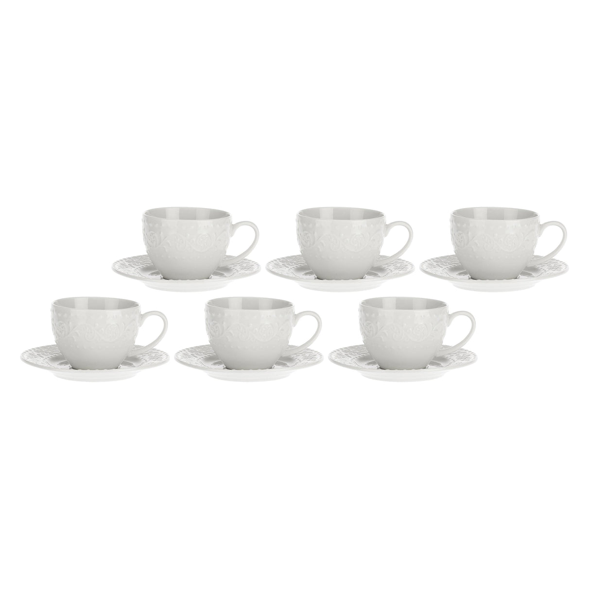 Set 6 tazze tè Sognante La Porcellana Bianca in porcellana 350 ml