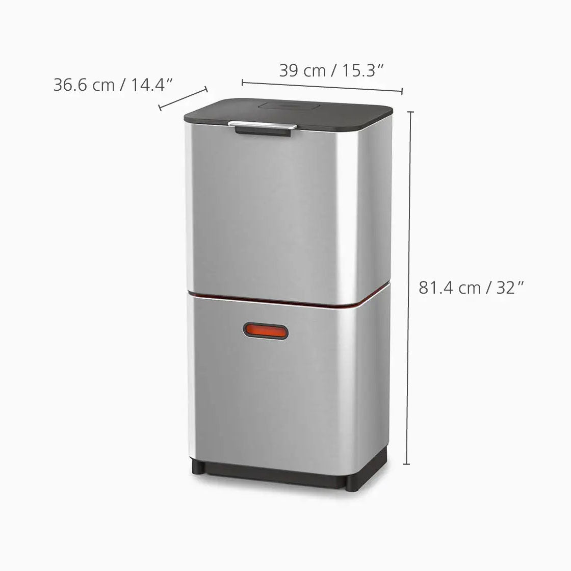 JOSEPH JOSEPH Totem Max Waste Bin 60L Steel 81x40cm