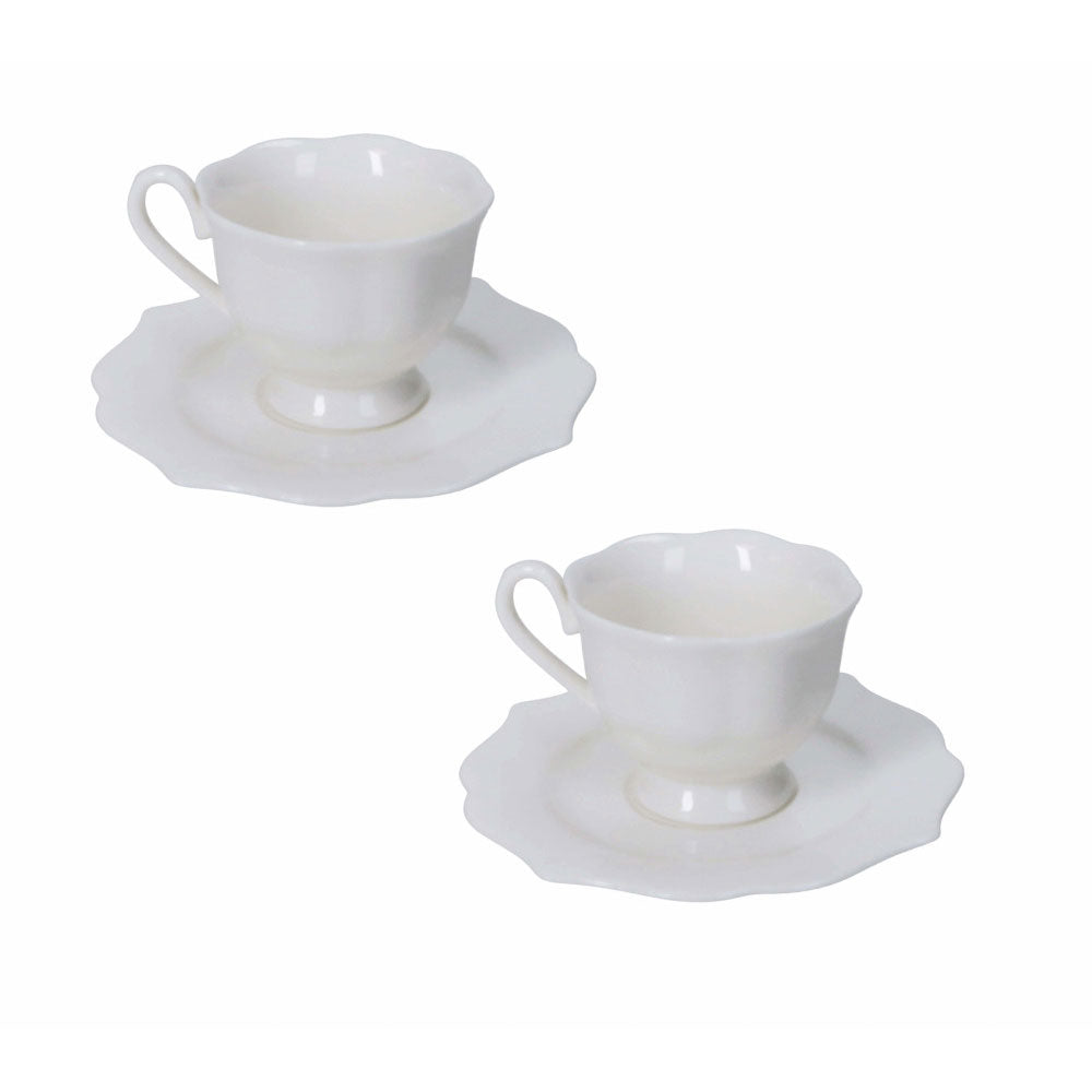 Set 2 tazze caffè Queen Brandani in porcellana bianca 90 ml 12,5 cm
