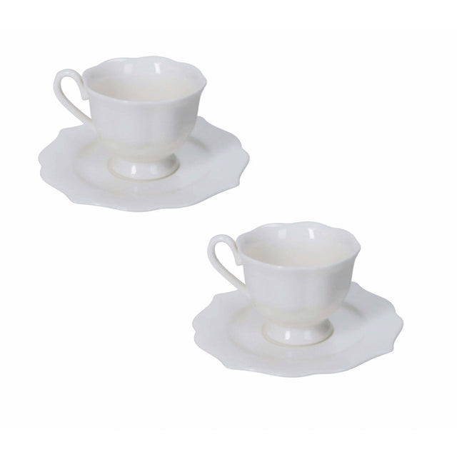 Set 2 tazze caffè Queen Brandani in porcellana bianca 90 ml 12,5 cm