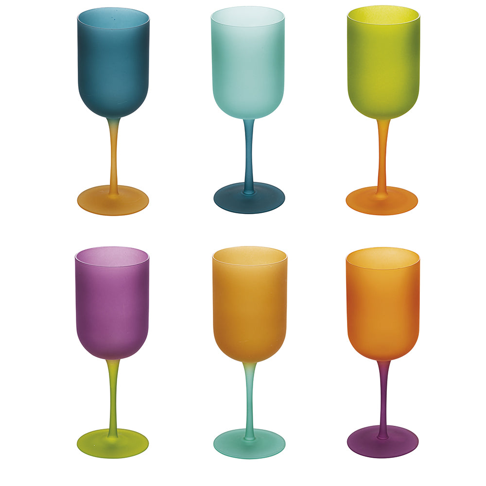 VILLA D'ESTE HOME TIVOLI Color Shock Set 6 Pezzi Calici Bicchieri 450ml Vetro Trasparente