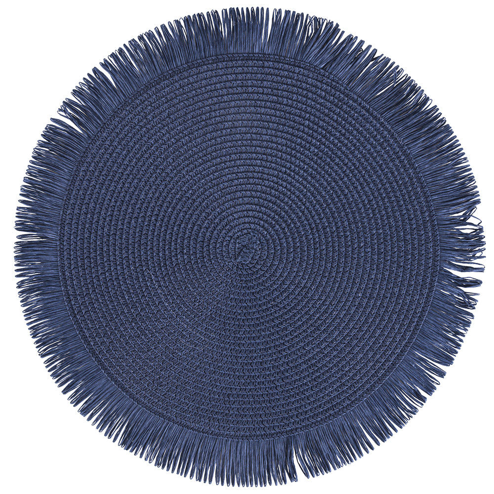 VILLA D'ESTE HOME TIVOLI Tovaglietta Tonda con Frange Shades of Ocean Set 4 Pezzi 38cm