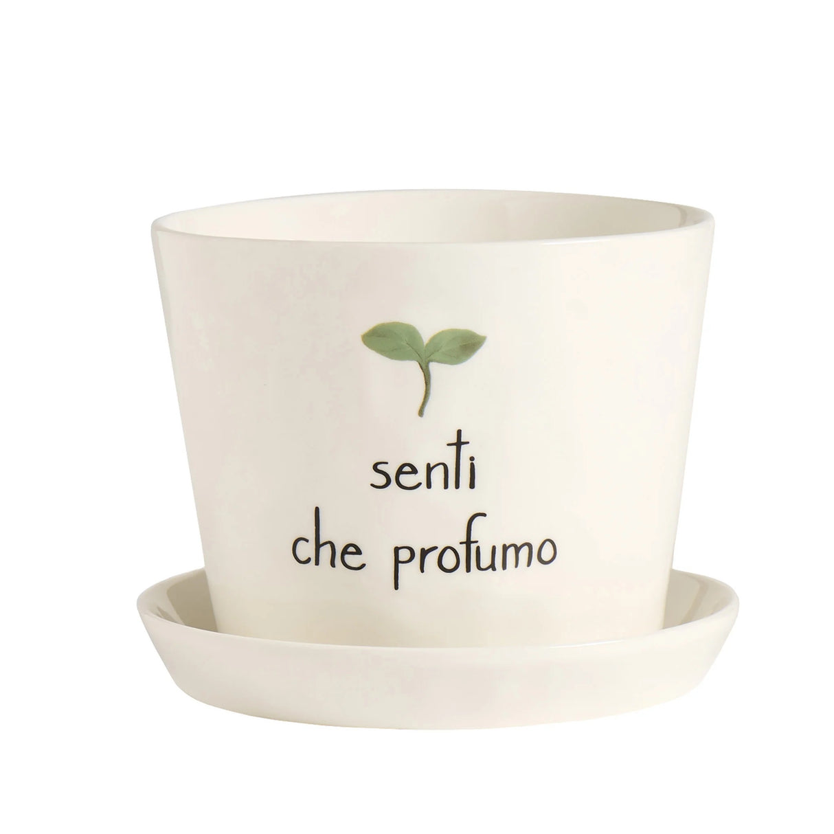 Vaso con sottovaso Simple Day in gres 12,5x15 cm per piante