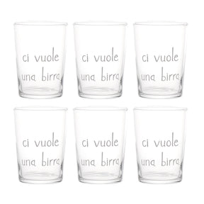 Set 6 bicchieri birra Simple Day in vetro temperato 500 ml decorati