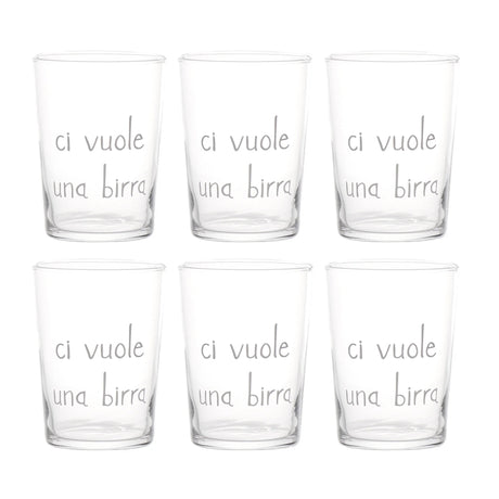 Set 6 bicchieri birra Simple Day in vetro temperato 500 ml decorati