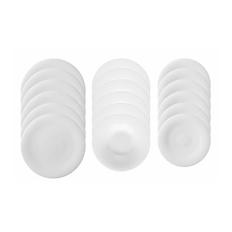 Set piatti Neve Arthur Krupp in porcellana bianca 18 pezzi