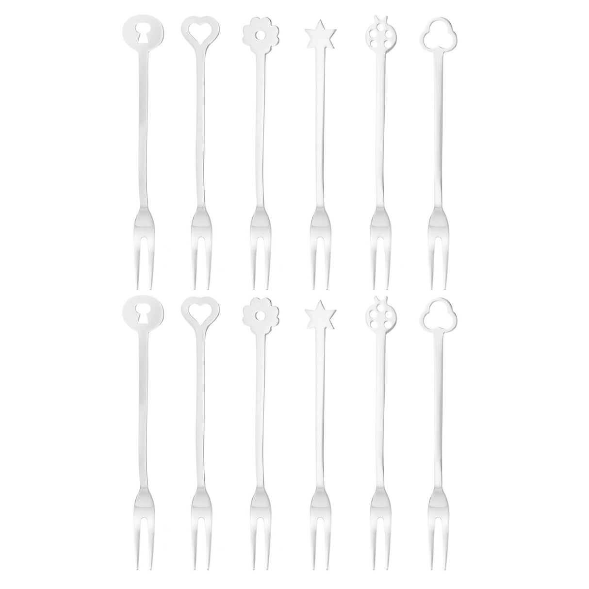 Set forchette dessert Sambonet acciaio inox con simboli portafortuna 6 pezzi