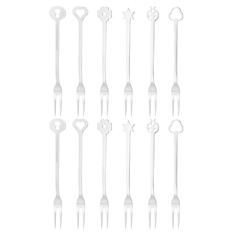 Set forchette dessert Sambonet acciaio inox con simboli portafortuna 6 pezzi