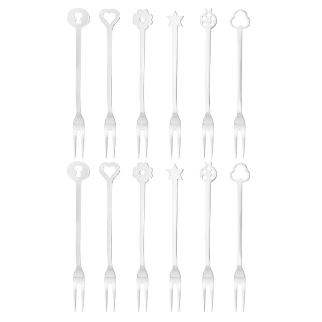 Set forchette dessert Sambonet acciaio inox con simboli portafortuna 6 pezzi