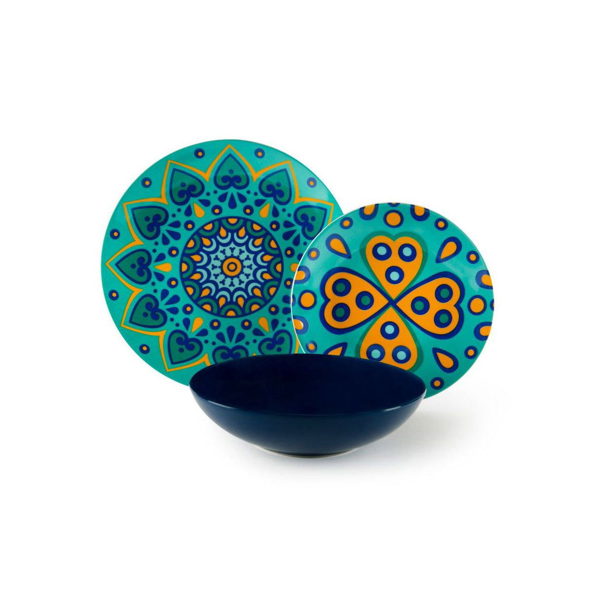 EXCELSA Mandala Mediterraneo Servizio Tavola Piatti Set 18 Pezzi Porcellana Multicolore