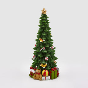 Candela albero di Natale EDG in cera decorata altezza 28 cm